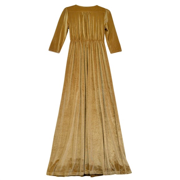 BALTIC BORN Sofia Gold Velvet Wrap Maxi Dress Long Sleeve Women's Small - Picture 2 of 9